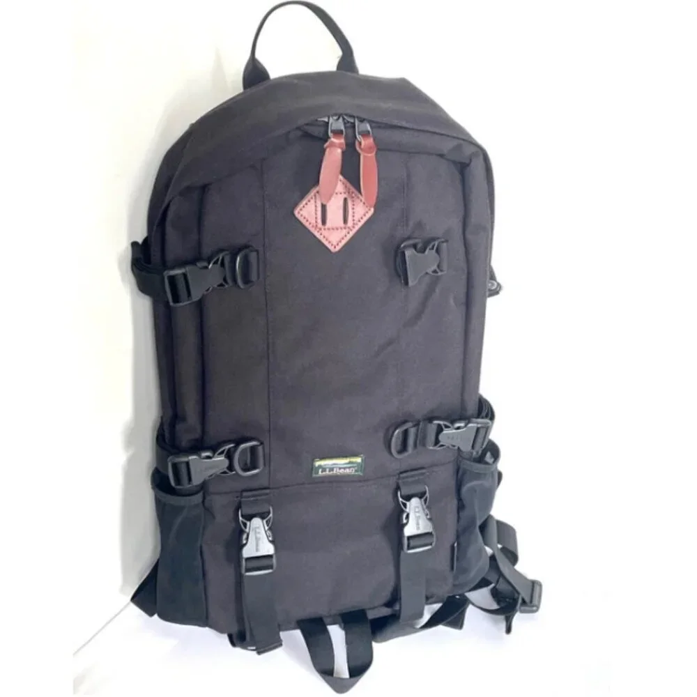 L.L.Bean Bigelow Cordura Backpack Black Nylon Day Hiking Mountain H2O